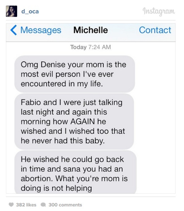 Michelle Pamintuan's text message to Denisse Oca