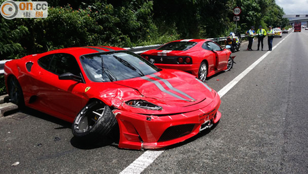 two Ferraris crash Hong Kong