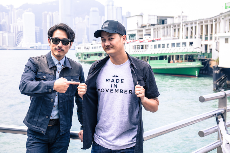 Alex Lam and Ryan Hui campaign in front of Star Ferry for Movember