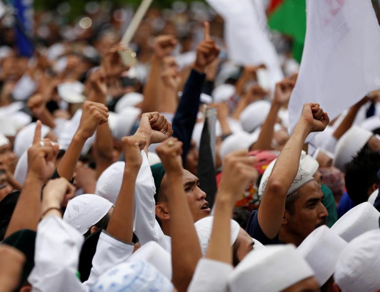 File Photo: Members of the hardline Islamist group FPI protesting in Jakarta in 2016. Photo: Reuters