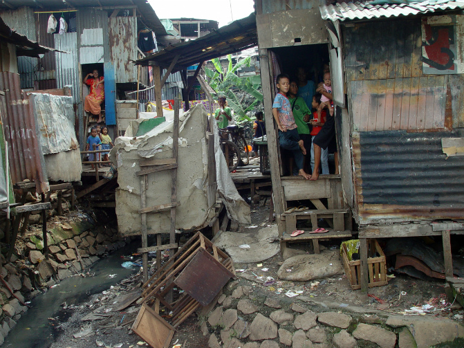 Slum housing in Jakarta.