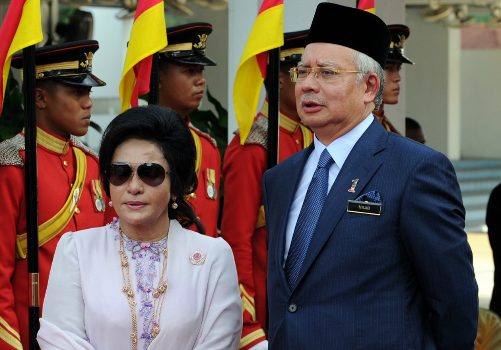 Former Malaysian PM Najib Razak with wife Rosmah Mansur. FILE PHOTO