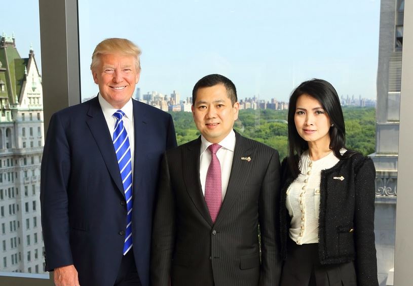 Donald J. Trump, Hary Tanoesoedibjo and Liliana Tanoesoedibjo in a 2015 photo attached to the press release announcing the partnership between Trump Hotel Collections and MNC Group to build two 5-star resorts in Indonesia. Photo: PR Newswire