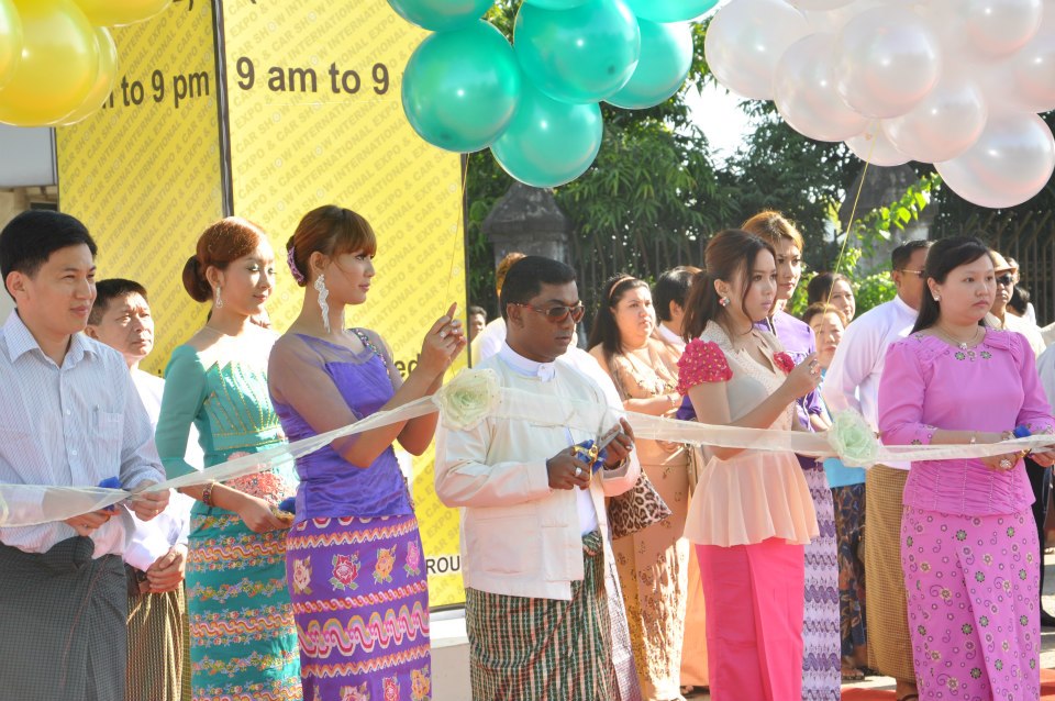 Kyaw Myint at a ribbon-cutting ceremony in 2012. Photo: Facebook / FATHER LAND Construction Co.Ltd