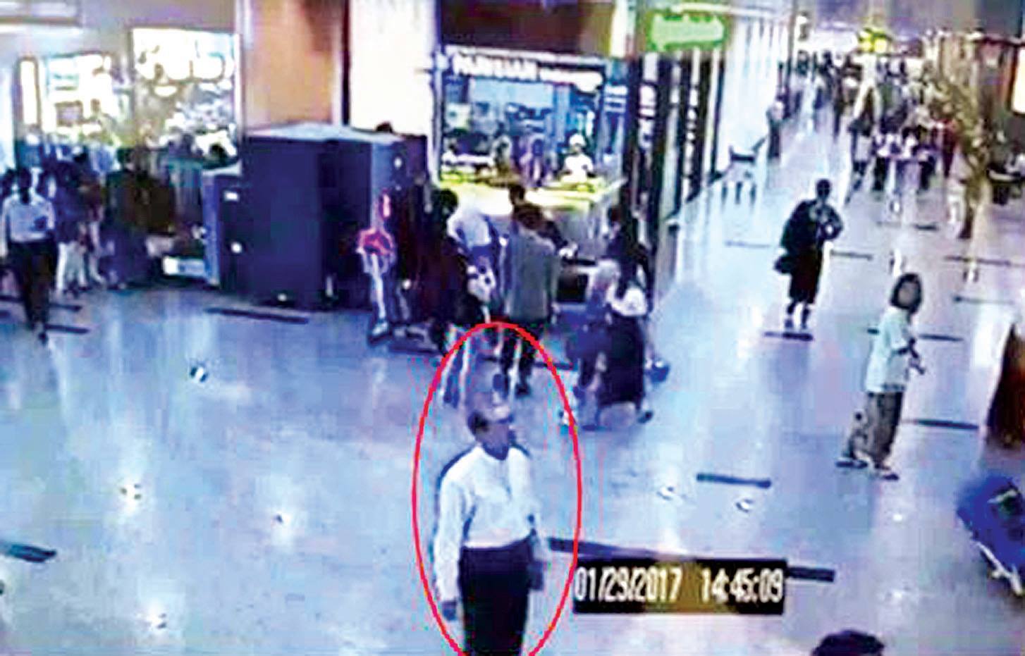 CCTV footage confirms that Aung Win Khaing was at the airport on the day of the shooting. Photo: Ministry of Information