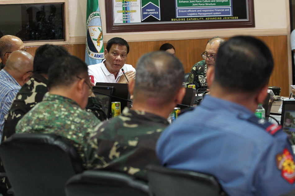 President Rodrigo R. Duterte presides the command conference at the Western Mindanao Command (WestMinCom) headquarters in Zamboanga City. FILE PHOTO: Malacañang Phot/Kiwi Bulaclac