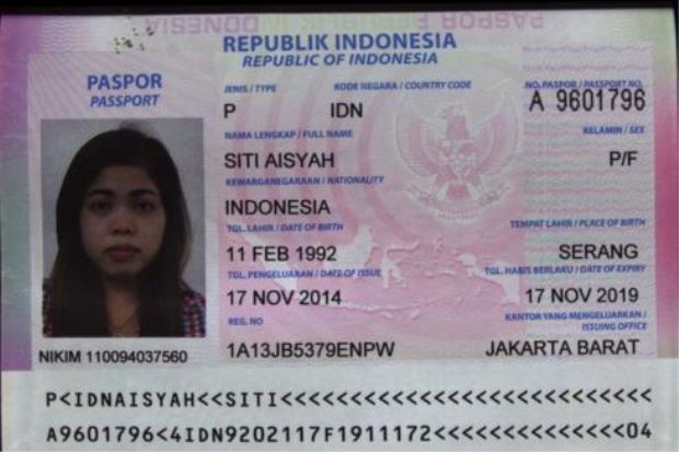 The information page of the passport belonging to the second suspect in Kim Jong Nam’s alleged assassination. Photo: Detik.com