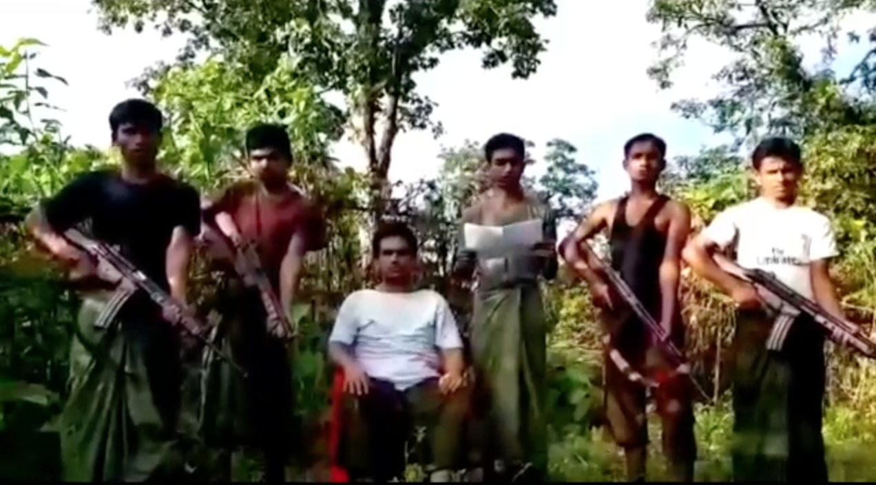 Screengrab from a YouTube video posted by the insurgent group, then known as Faith Movement Arakan, in October 2016. 