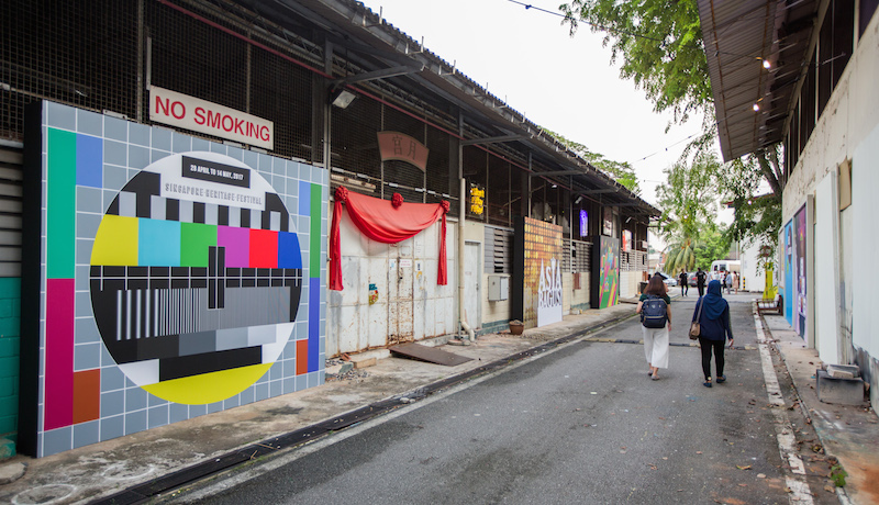 Walking through the oldest part of Caldecott Broadcast Centre for Singapore Heritage Festival. Photo: SHF