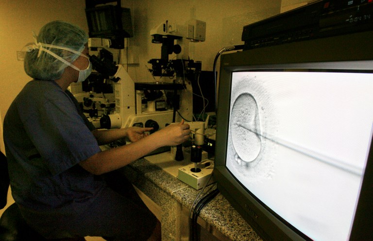 A Thai expert performs in-vitro fertilization in Bangkok in 2006.    AFP PHOTO / SAEED KHAN