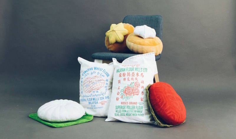 Gem biscuit, kueh tutu, ang ku kueh, and flour sack pillows. Photo: Naiise/Facebook