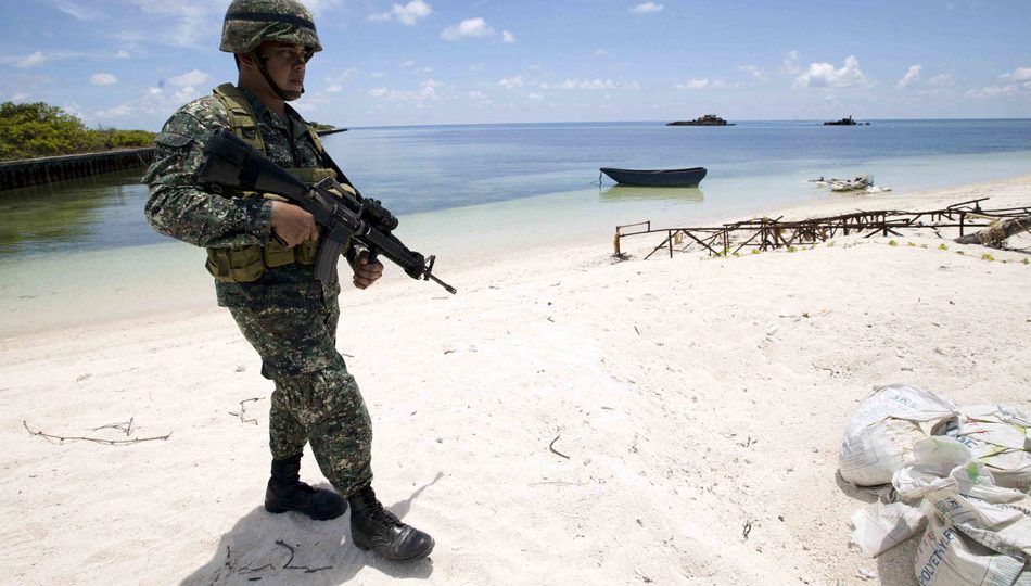 A Filipino soldier in Pag-asa Island. PHOTO: ABS-CBN News