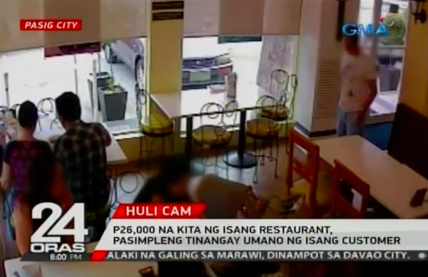 The man was in a white shirt and blue shorts. PHOTO: Screen grab from YouTube/GMA7