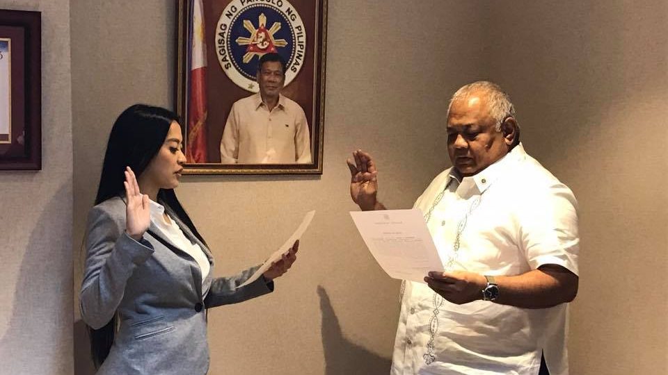 Executive Secretary Salvador Medialdea swears in Mocha Uson as Assistant Secretary of the Presidential Communications and Operations Office