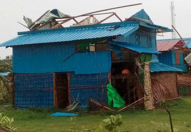 A house in Kyauktaw, pictured after Cyclone Mora ravaged the town on May 30, 2017. Photo: DVB