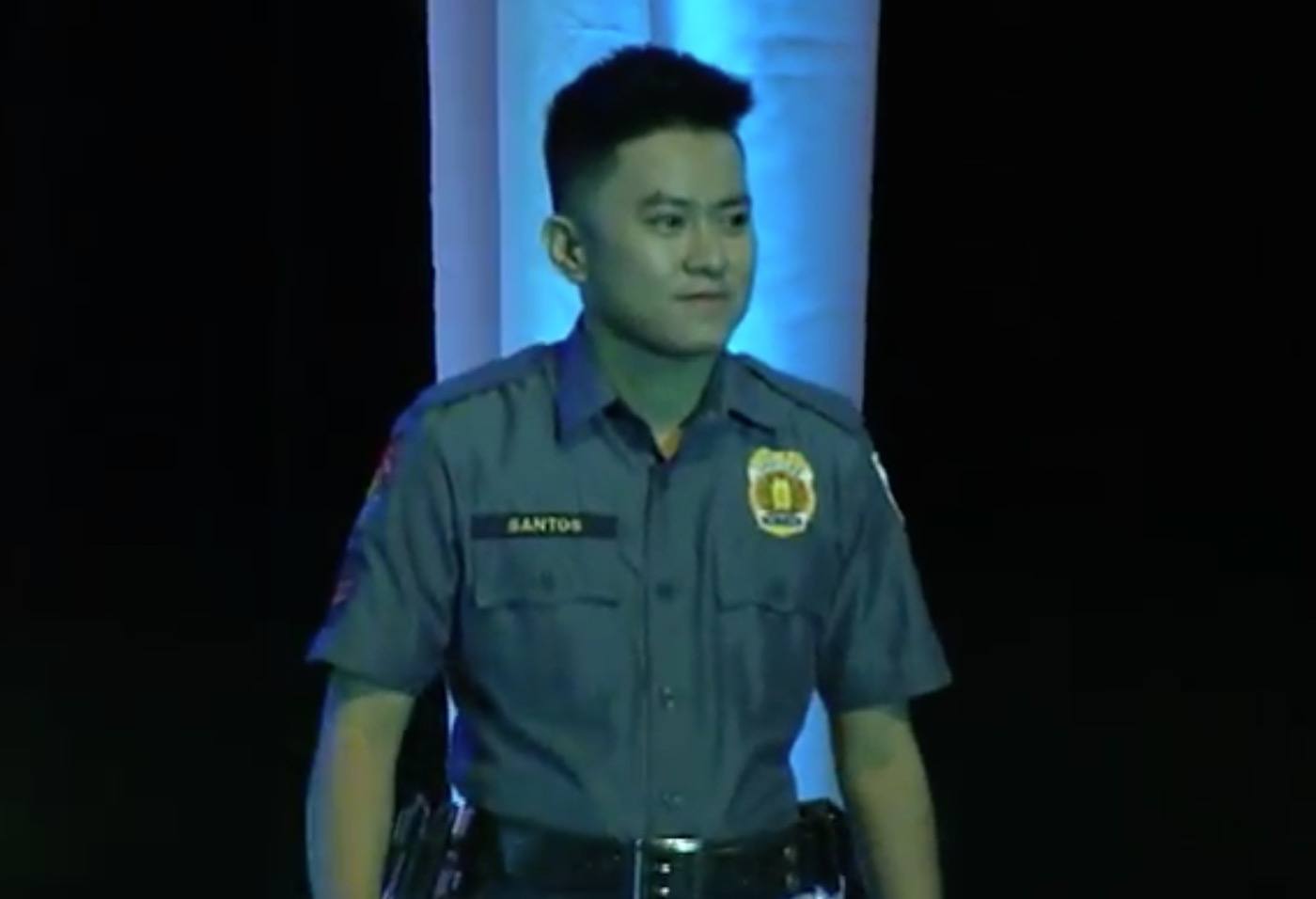 PO1 Clarissa Santos is the first ever winner of ‘Gwapulis’ pageant. PHOTO: Screengrab from ABS-CBN footage