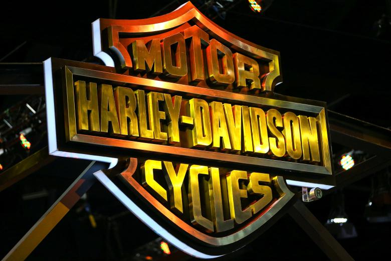 The logo of Harley-Davidson is pictured at the 38th Bangkok International Motor Show in Bangkok, March 28, 2017. Photo: Athit Perawongmetha/ Reuters