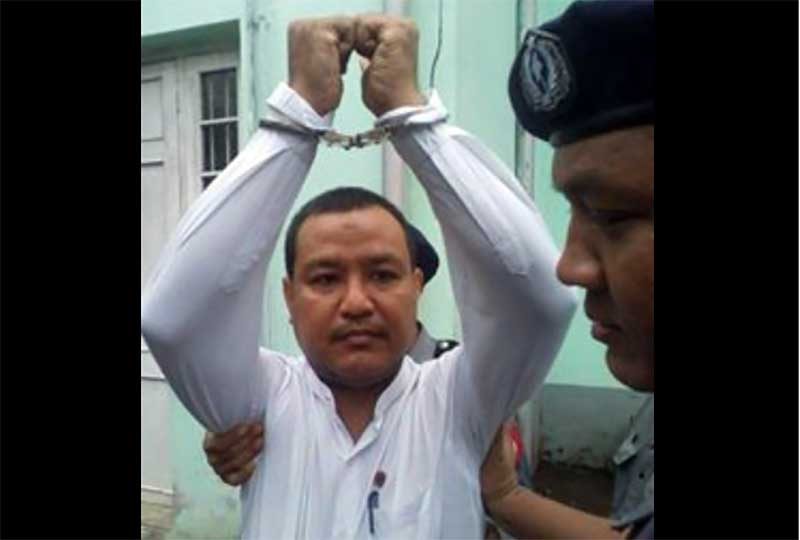 Pho Thar is taken into custody in Yangon on May 24, 2017. Photo: DVB