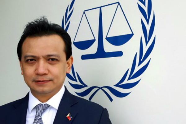 Antonio Trillanes spoke to the International Criminal Court (ICC) of the situation in The Philippines as Philippine opposition lawmakers on June 5, 2017 asked the Supreme Court to reject President Rodrigo Duterte’s imposition of martial law in the south of the country. PHOTO: Sophie Mignon, AFP