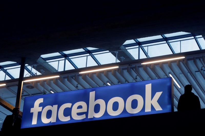 FILE PHOTO: Facebook logo is seen  at a start-up companies gathering at Paris’ Station F in Paris, France, January 17, 2017. REUTERS/Philippe Wojazer/File Photo