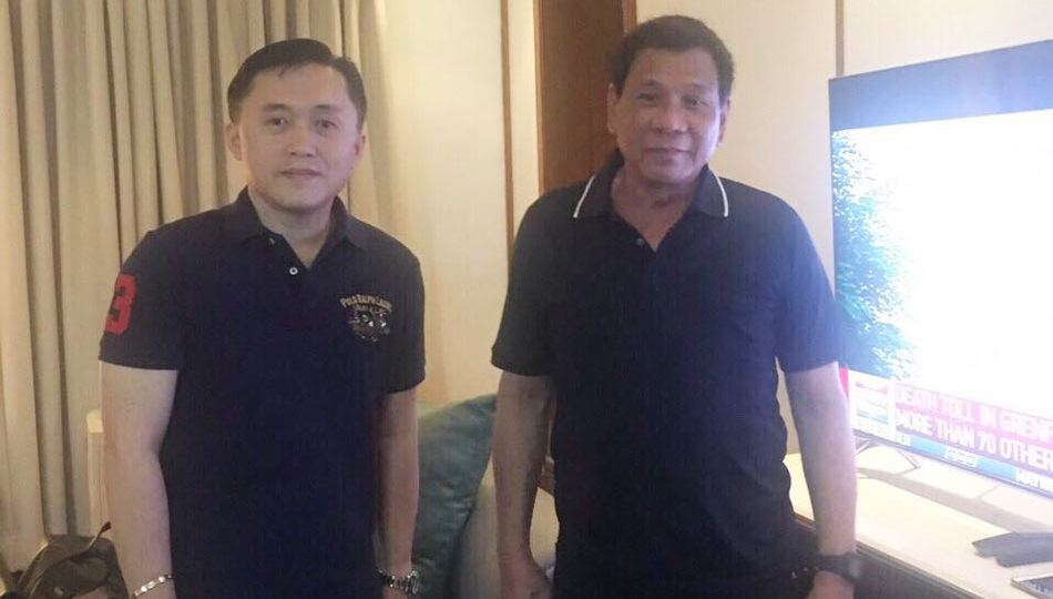 President Rodrigo Duterte with his personal aide-turned-‘special assistant to the president’ Christopher Bong Go. PHOTO: Facebook/Bong Go