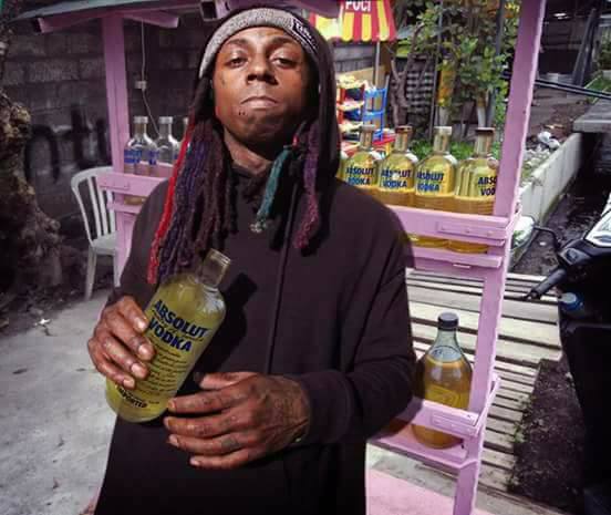 A photo circulating Facebook, supposedly of Lil Wayne popping a bottle of petrol. We doubt this really happened, but it sure makes for a great laugh. 