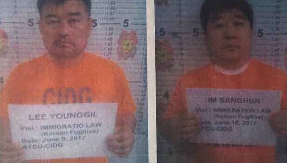 Arrested South Korean nationals Lee Younggil and Im Sanghun. PHOTO: CIDG-ACTU