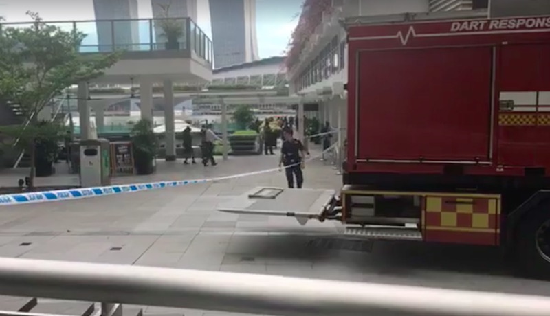 The authorities at the scene of the Singapore River. Screengrab of video from SBS – Sure Boh Singapore/Facebook