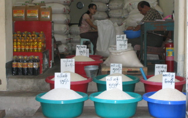A Myanmar rice shop. Photo: Flickr / Shannon Holman
