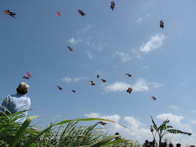 File photo of fish-shaped kites during the 2007 Bali Kite Festival in Sanur. Photo: Wikimedia Commons