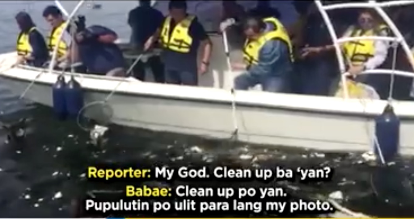 The real dirt behind political photo ops. PHOTO: Screengrab from Bandila footage