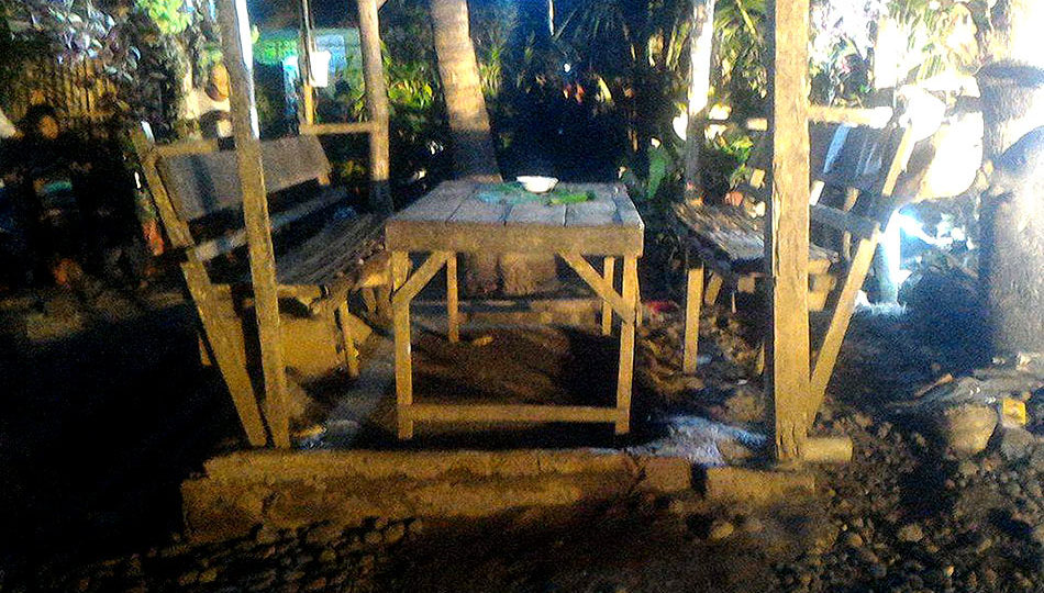 Five people were injured after an unidentified person riding a motorcycle threw a grenade at the hut where the victims were having dinner in North Cotabato, Friday. Photo courtesy of Carmen Municipal Police Station.