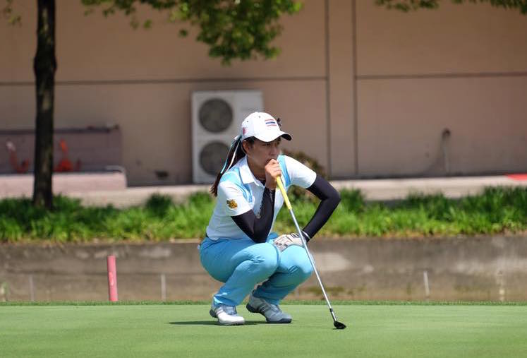 Thai golfer Atthaya Thitikul eyes up a putt in May. FACEBOOK 