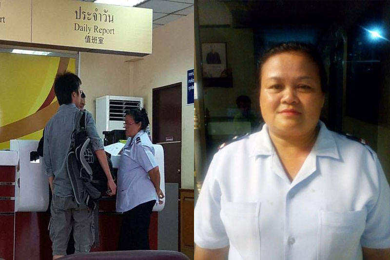 Sumon Matidul (R), a conductor of Bus No. 511, was rewarded with two bags of candy for returning THB1.12 million cash to a doctor. Photos: Johjae