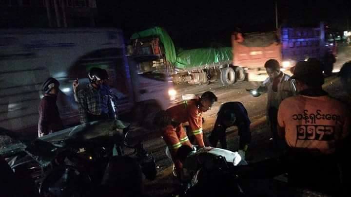The aftermath of the taxi crash. Photo: Facebook / Aung Zaw Myint