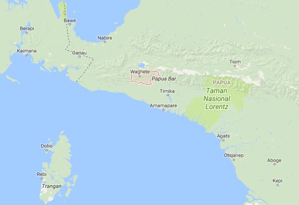 The Deiyai Regency of Papua (in red). Image: Google Maps