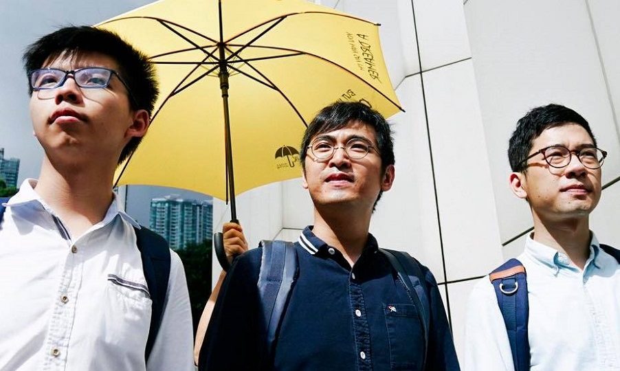 (L-R) Joshua Wong, Alex Chow, Nathan Law. Photo: Demosisto via Facebook