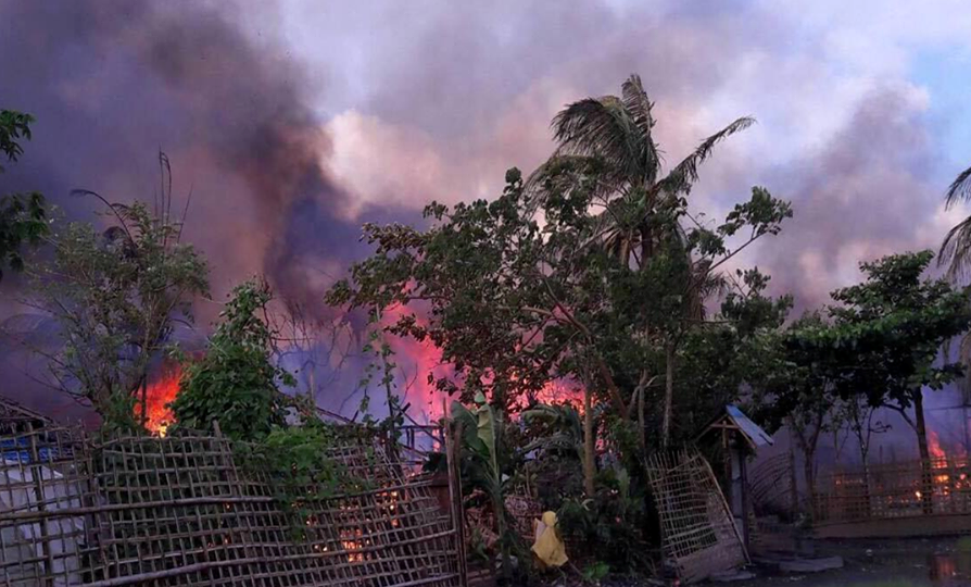 A burning village in Rakhine State. Photo: Information Committee