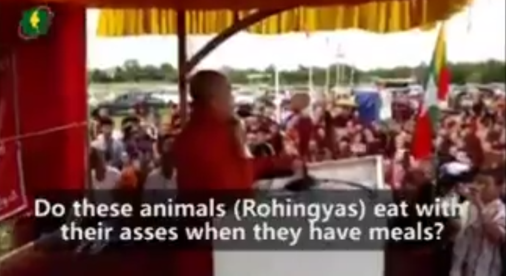 Wirathu gives a speech in Kayin State on September 10, 2017. 