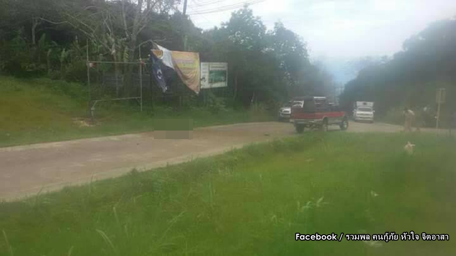 The rural road where the unfortunate incident happened. Photo: Thai PBS. 
