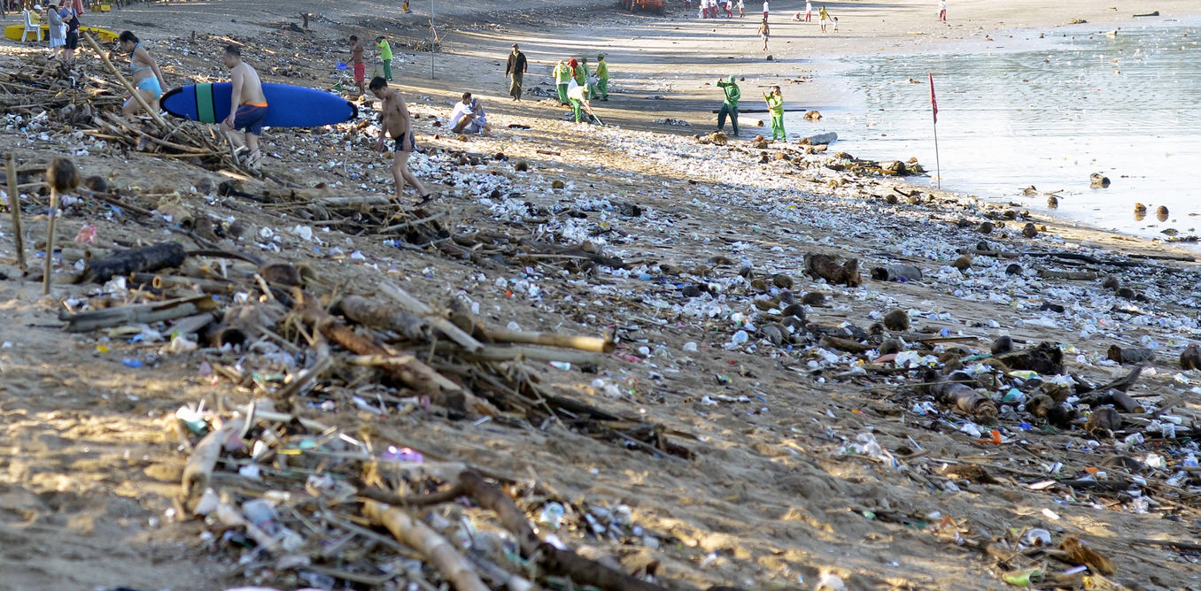 Trash washed up on Bali’s Kuta beach in February 2016. Reuters/Antara News Agency
