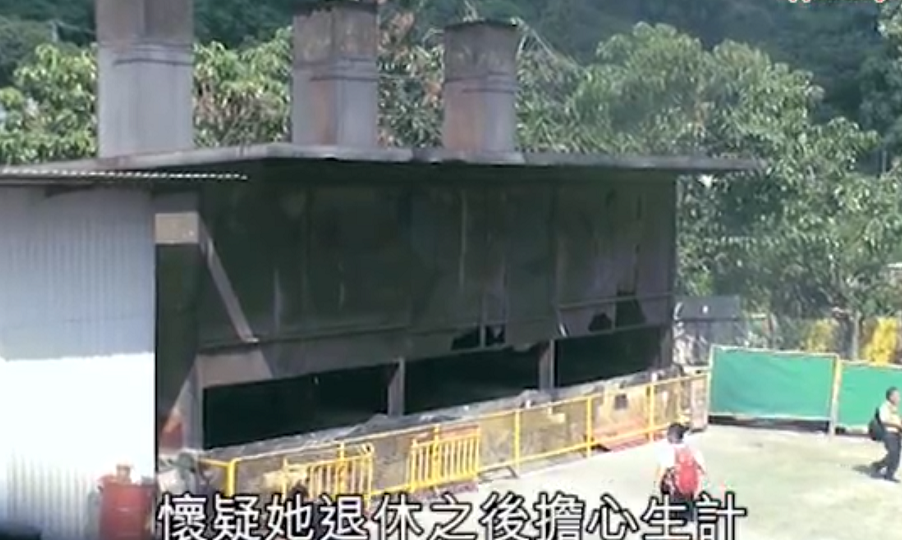 The joss paper furnace at Yuen Yuen Institute is around 2.5 meters deep and has a 1-meter-tall safety barrier around it. Screenshot: Apple Daily