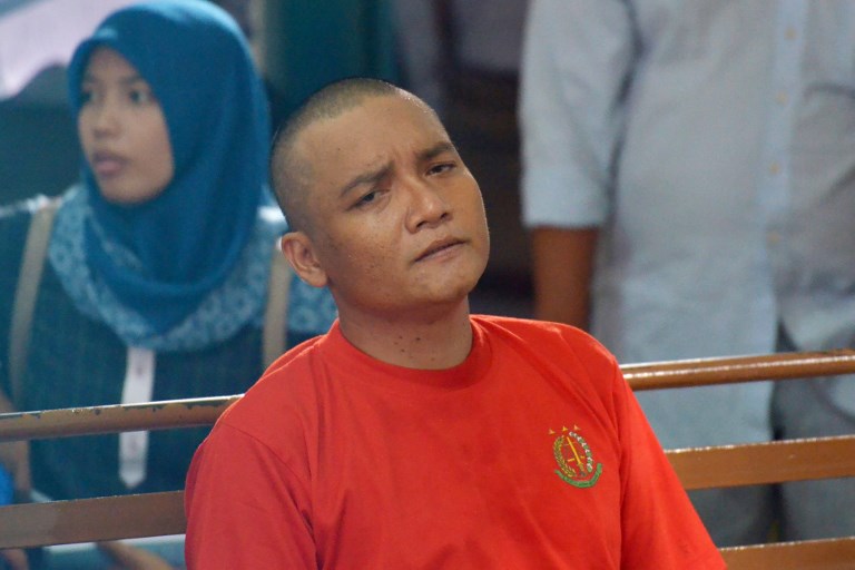 Khaireyll Benjamin Ibrahim, alias Benjy, attends his trial at a court in Medan on October 18, 2017. 
An Indonesian court on October 18 sentenced Malaysian actor Khaireyll Benjamin Ibrahim to 11 years in jail for possession of 5 grams of methamphetamine. / AFP PHOTO / GATHA GINTING