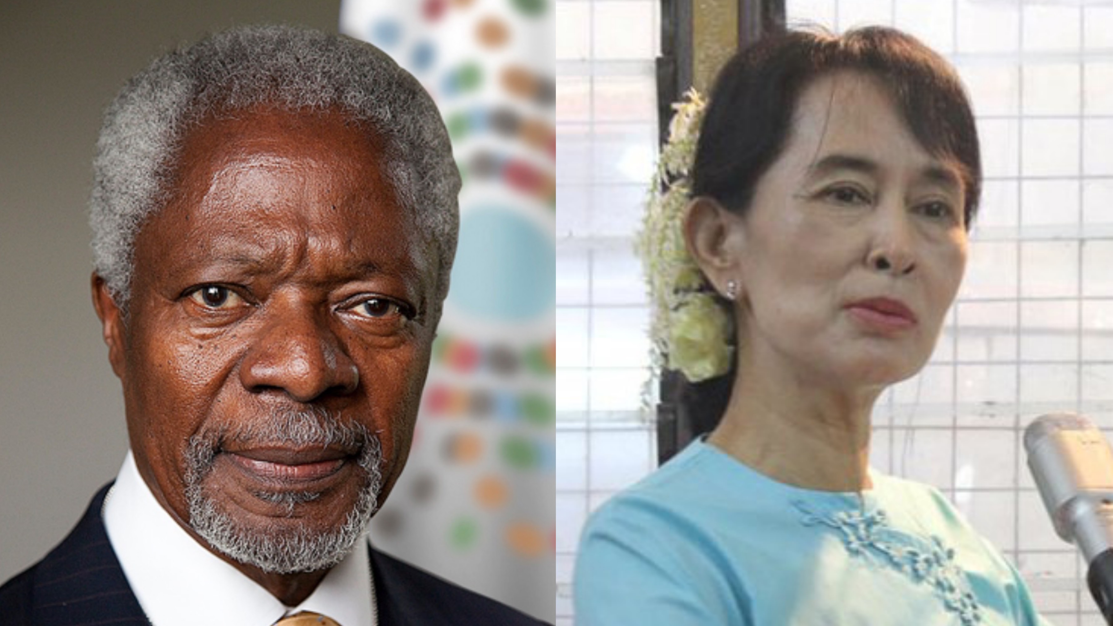 Former UN chief Kofi Annan and Myanmar’s defacto leader Aung San Suu Kyi. PHOTOS: Facebook/Kofi Annan/Aung San Suu Kyi