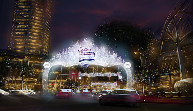 Artist rendering of the Christmas light-up on Orchard Road. Photo: Orchard Road Business Association