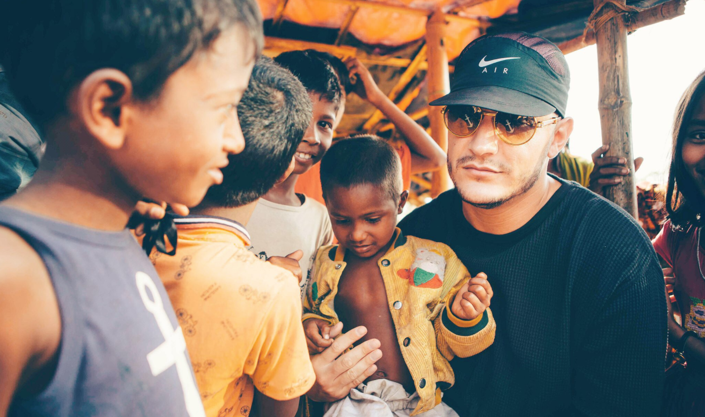 DJ Snake meets Rohingya children in Bangladesh. Photo via Twitter