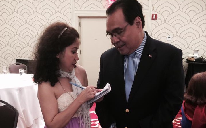 Rita Villadiego interviews former Philippine Consul General, New York. Photo from Facebook