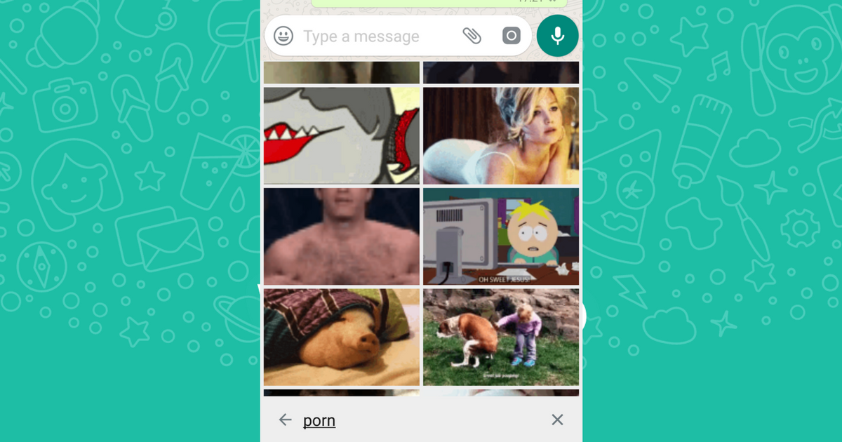An example of the kinds of “pornographic” GIFs you can find on WhatsApp.
