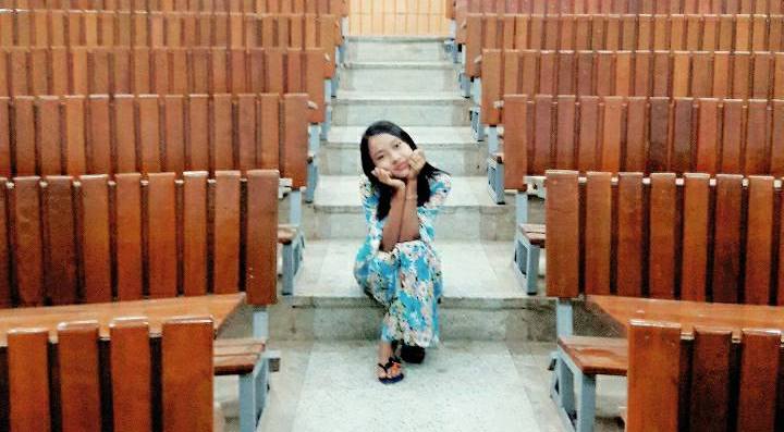 A student at the newly reopened Hlaing Campus of Yangon University. Photo: Facebook / Ame Zaw