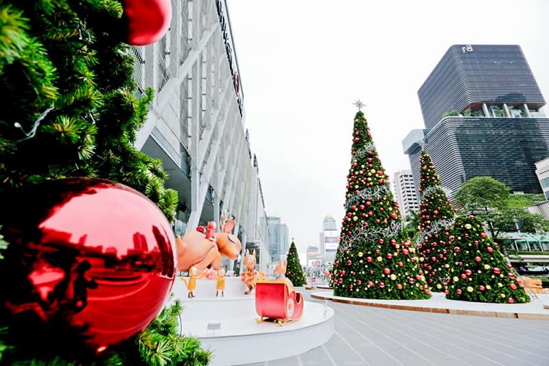 Christmas trees outside CentralWorld shopping mall. Photo: CentralWorld/ Facebook